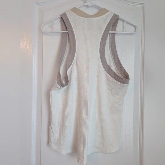Free People We The Free Cream White Ribbed Tank Top Racerback Size Large - Picture 3 of 4